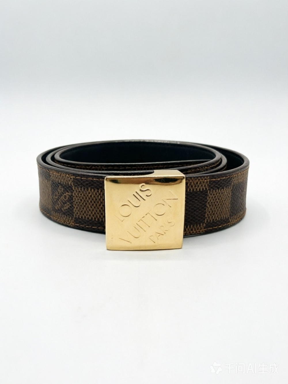 Louis Vuitton Brown Damier Canvas Belt with Gold Buckle